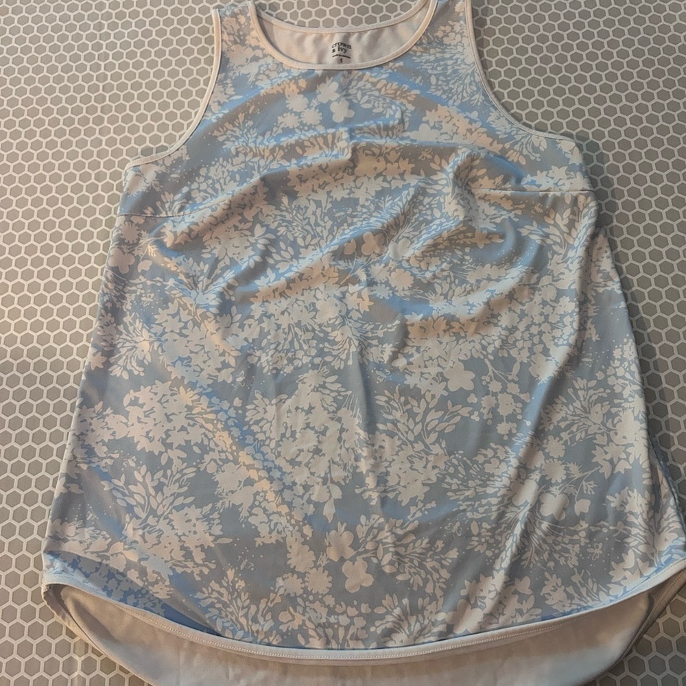 Crown & Ivy Blue and White Floral Tank Top